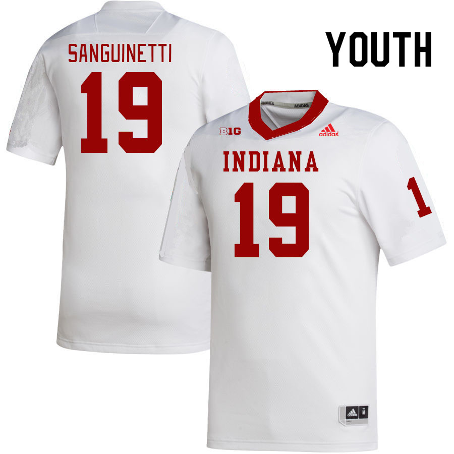 Youth #19 Josh Sanguinetti Indiana Hoosiers College Football Jerseys Stitched-White